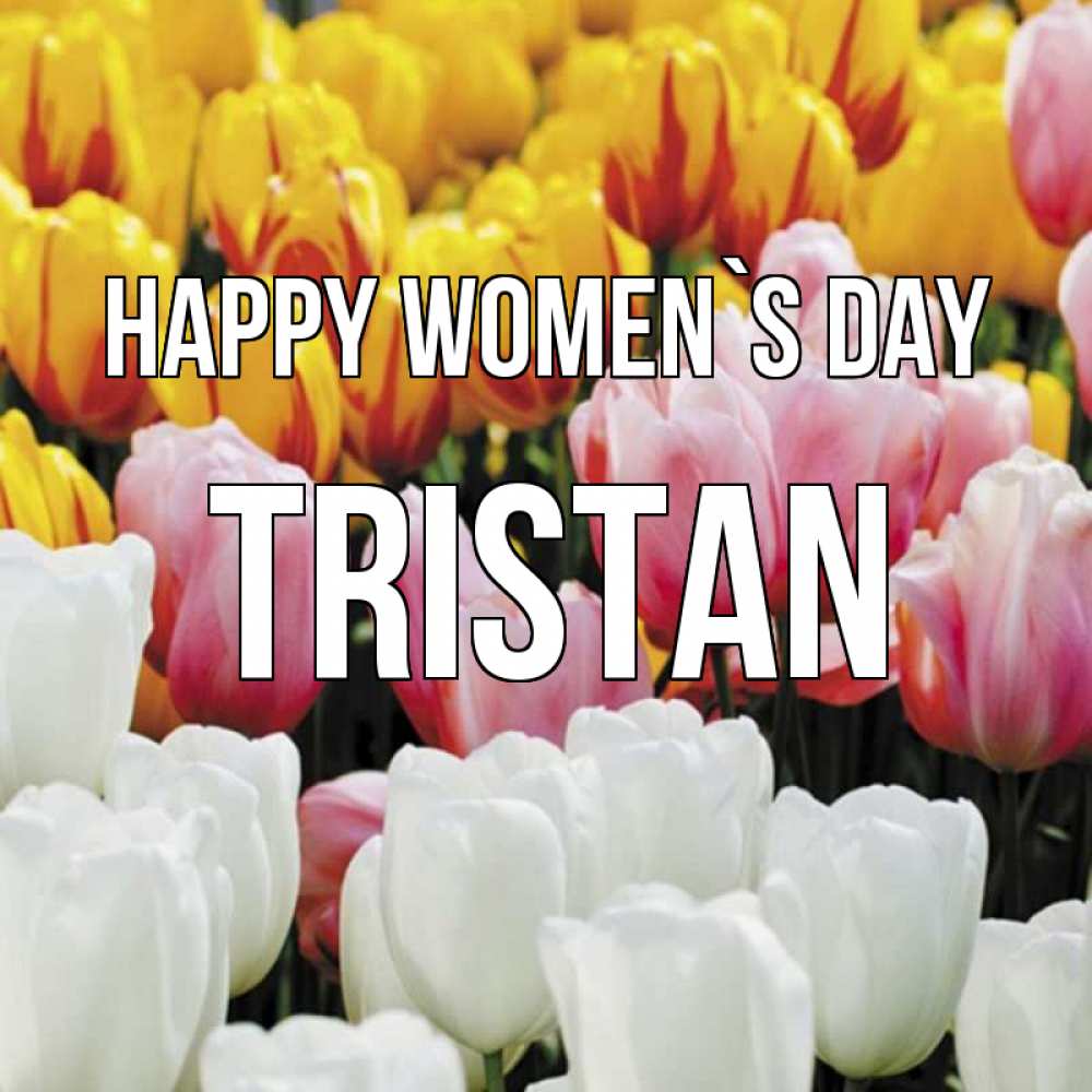 Greetings card с именем, Tristan happy women`s day разноцветные цветы Greetings with text for free download 